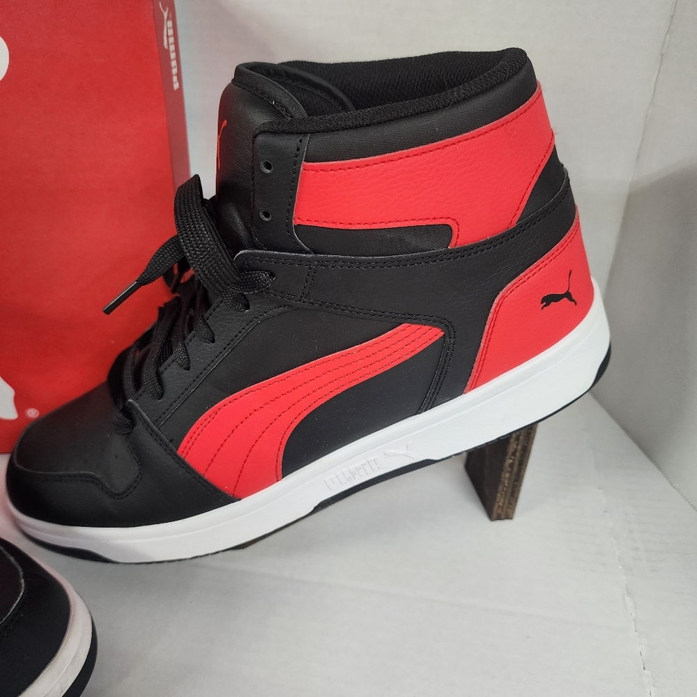 Puma Rebound Layup Like New Basketball Shoe In Box Men's 12 Wide Fit Black Red - Picture 3 of 11